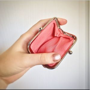Vintage inspired salmon pink coin purse